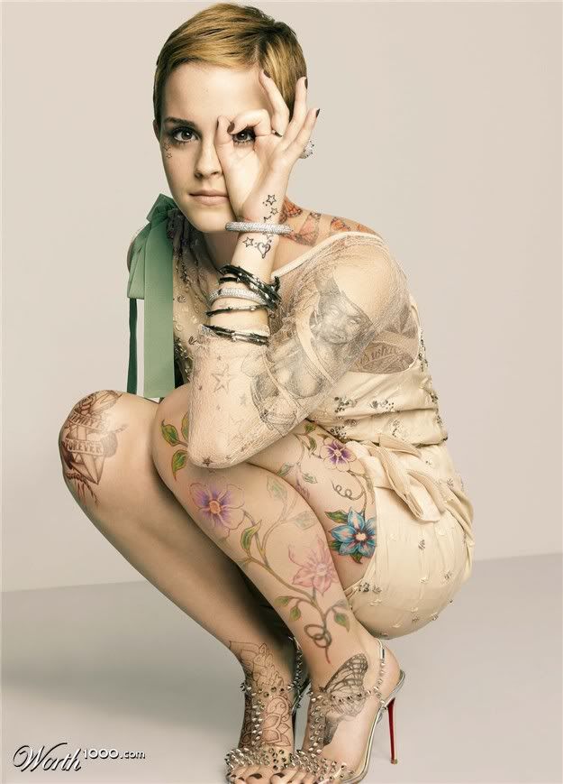 Emma Watson with photoshop style tattoos I really love this look