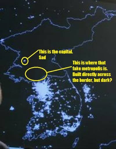 south korea north korea at night. and south and south Korea