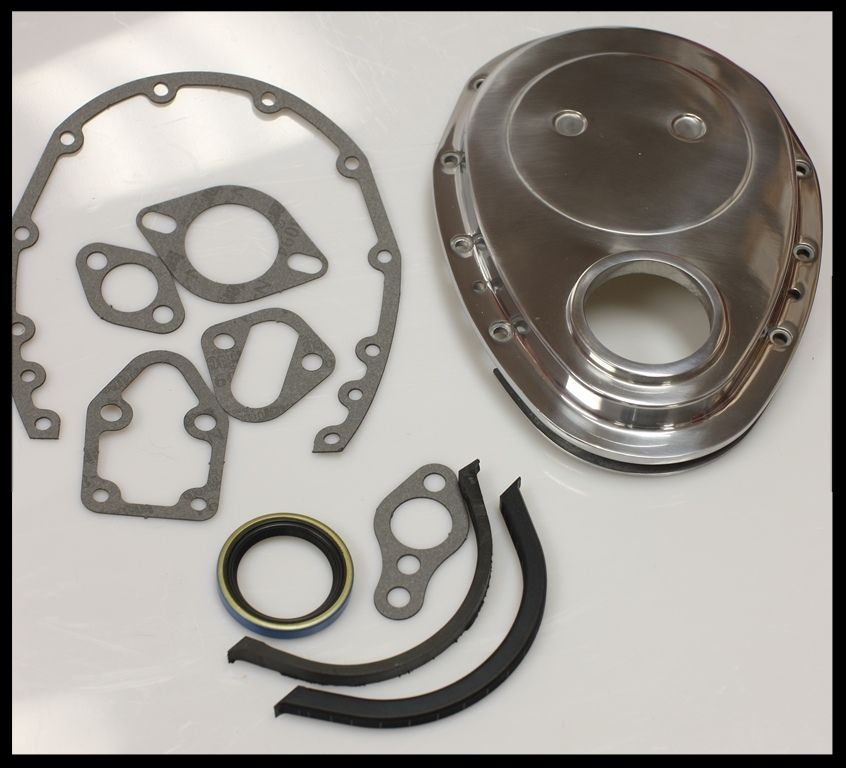 SBC CHEVY POLISHED ALUMINUM TIMING CHAIN COVER KIT 6040K eBay