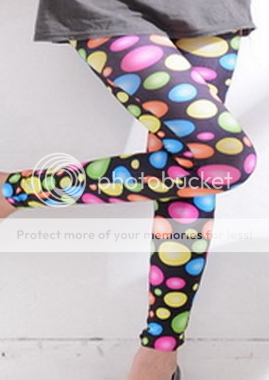 COLORFUL NEON RAINBOW BUBBLE FOOTLESS TIGHTS LEGGINGS  